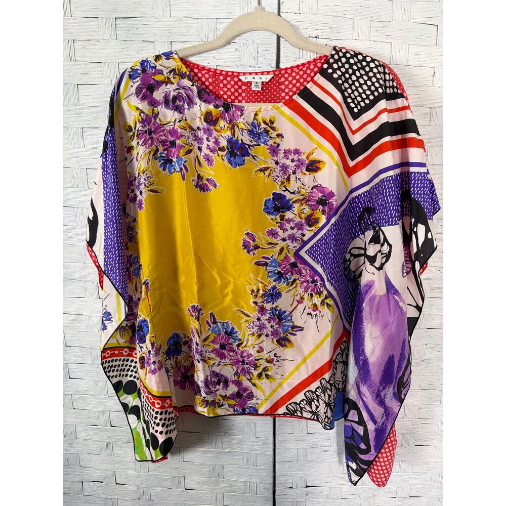Cabi women's blouse caftan silk colorful Bohemian hippie festival‎